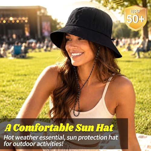 NPQQUAN Sun Bucket Hats for Woman Men Lightweight Sun Hat Packable Foldable - color: (Khaki)