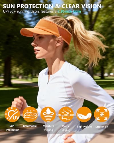Sports Sun Visor for Women Men, Summer Cooling Stretchy Visors Hats - color: Orange