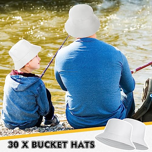 Haysandy Bulk Bucket Hats for Summer Camps Sun Protection Quick Dry Fishing Hats for Teams and Group Events - color: White