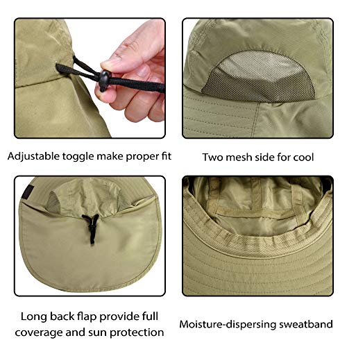 Tirrinia Neck Flap Fishing Safari Cap for Men - color: #Olive