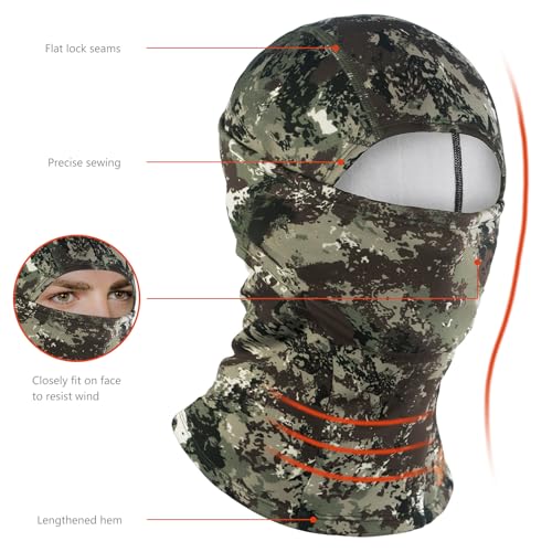 BASSDASH Winter Balaclava Fleece Ski Mask Ninja Hood Neck Warmer Fishing Hunting - color: Grunge Camo