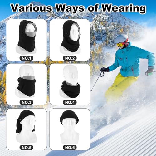 Frienda 2 Pcs Balaclava Ski Mask Windproof Warmer Fleece Adjustable Winter Mask Face Cover for Men Women - color: Black Mixed Grey,light Grey Mixed Light Blue