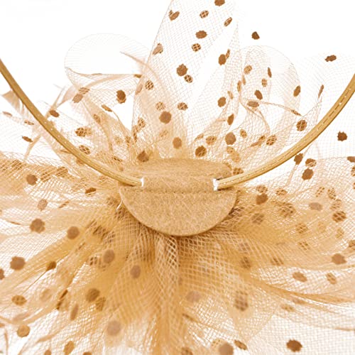 AQOKKA Women Fascinators Hats Flower Fascinators with Headband and Clip Tea Party Headwear for Women and Girls - color: 1 Pc 7" Diameter / Khaki