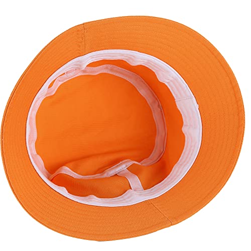 Unisex Cotton Packable Bucket Hat Sun Hat Plain Colors for Men Women - color: Orange
