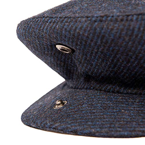Men Wool Plaid Ivy Gatsby Newsboy Cap - color: Navy, size: 7 3/8