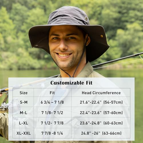 Comhats Waterproof UPF 50+ Wide Brim Sun Hat for Men Big Heads Oversized - color: 00702_white, size: Large-X-Large