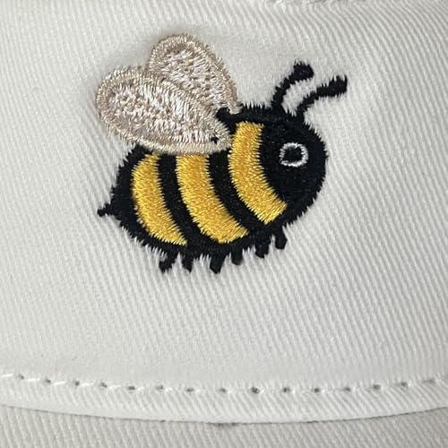 Embroidered Adjustable Sun Visor for Women Men Outdoor Golf Tennis - color: Cute Bumble Bee/White