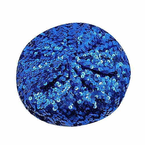 JUMISEE Sparkly Sequin Berets for Women Girls Fashion Beanie Hat Costume Accessories for Festival Party Dance - color: Blue
