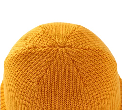 Connectyle 2 Pack Classic Cuffed Beanie Hat for Men & Women Warm Winter Knit Hat Thick Beanies Skull Cap Acrylic Watch Cap - color: Black+golden