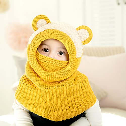 Baby Winter Hat Scarf Set, Unisex Infant Toddler Kids Hat Scarf - color: Yellow Bear, size: 1-3T
