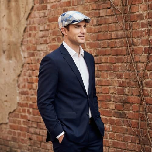 3Pcs Men's Newsboy Caps Cotton Cooling Hat Adjustable Flat Cap for Men - color: 2#-blue+orange+yellow