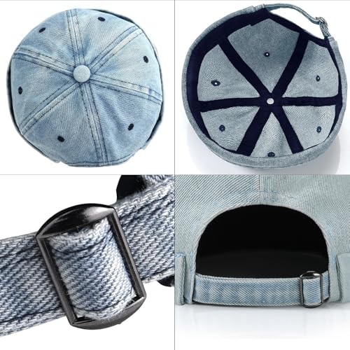 Men Docker Cap Brimless Skullcap Sailor Cap Rolled Cuff Retro Beanie Hat with Adjustable - color: Blue