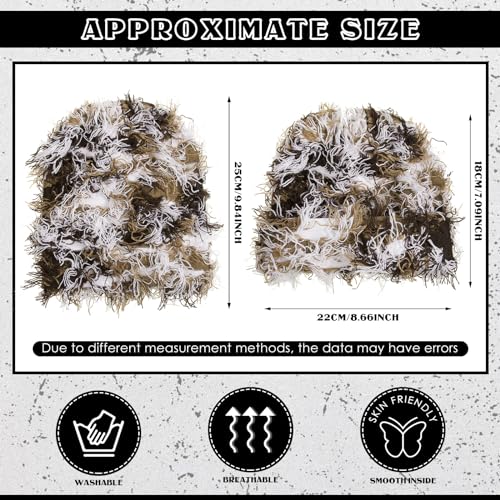 Chuarry Distressed Knitted Beanie Fuzzy Winter Hat - color: Assorted Brown White