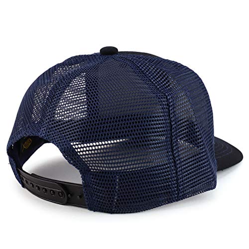 Trendy Apparel Shop Thinking Cap Washed Two Tone Trucker Baseball Cap - color: Black Navy