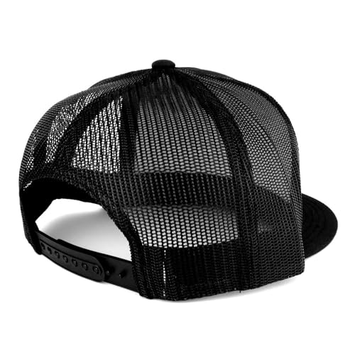 Trendy Apparel Shop Oversize XXL Structured Blank 5 Panel Flatbill Snapback Mesh Cap - color: Black, size: XX-Large