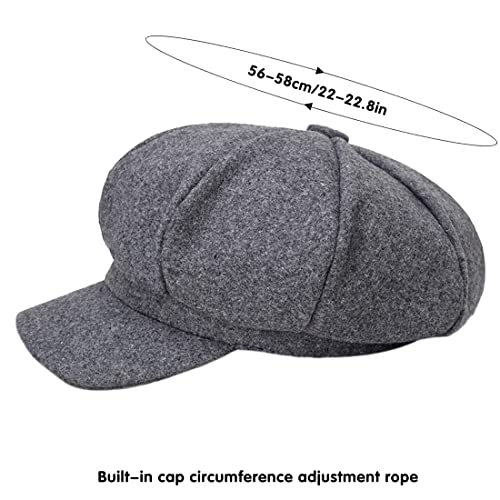 Newsboy Caps for Women Classic Beret Hats Autumn Winter Cap - color: Grey