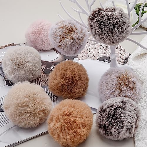 BQTQ 40 Pcs Faux Fur Pom Poms DIY Hat Pompom with Elastic Loop (Soft Color) - color: Soft Color