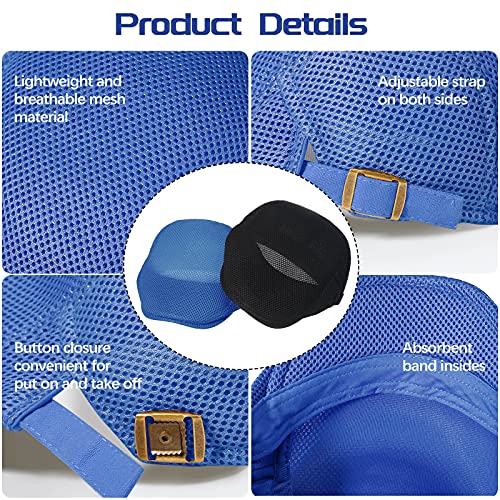 Geyoga 3 Pcs Mesh Newsboy Cap, Adjustable Mesh Cap - color: Black, Light Gray, Royal Blue