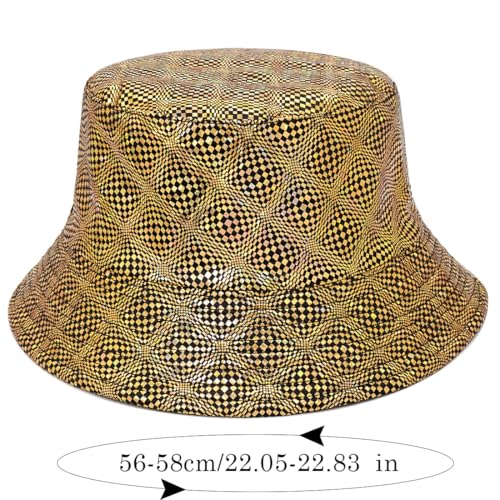 Shiny Metallic Bucket Hat Reversible Beach Fisherman Hats for Women Men - color: Snake Pattern B