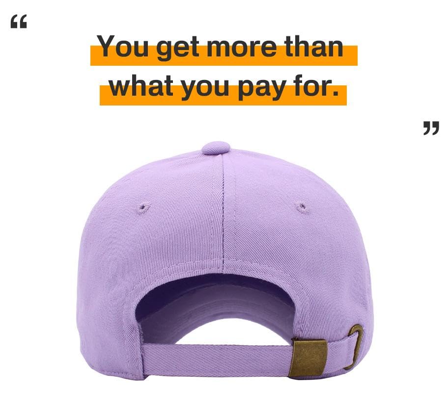 KBETHOS Classic Unisex Cotton Adjustable Low Crown Baseball Cap – Plain Dad Hat - color: Lavender