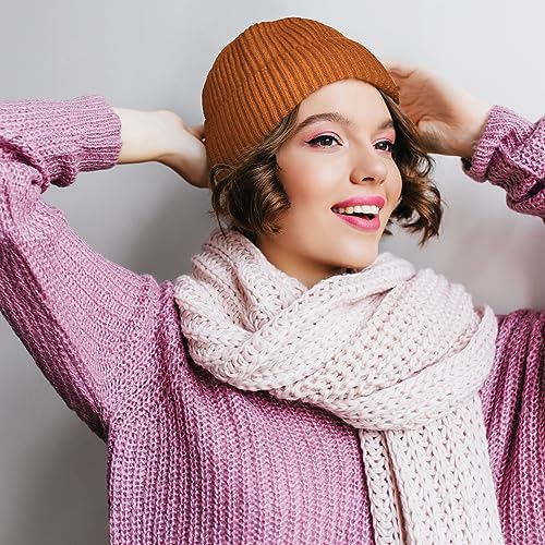 ROYBENS Swag Wool Knit Cuff Short Fisherman Beanie for Men Women Winter Hat - color: 1pcs-camel
