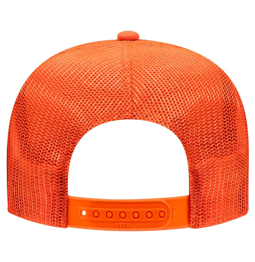 Otto Cap 5-Panel High Crown Mesh Back Trucker Hat - color: Orange