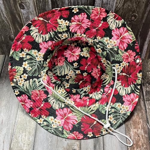 Funny Sun Hat for Men Women Wide Brim Bucket Hat Hiking Boonie Hat Summer Beach Fishing Caps - color: Tropical Flower Palm