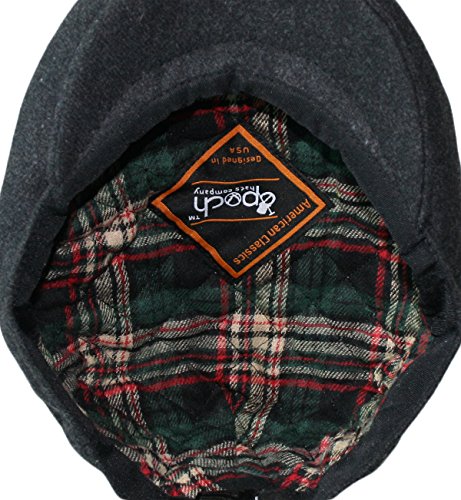 EPOCH Men's Herringbone Wool Tweed Newsboy Ivy Cabbie Driving Cap - color: 1581-charcoal, size: Large