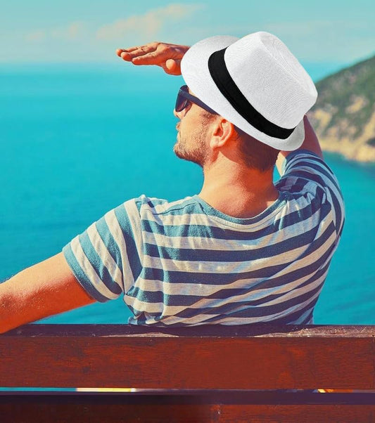 2 Pack Short Brim Fedora Classic 20s Trilby Panama Hats Summer Travel Cap for Men Women - color: White + Light Gray, size: Large-X-Large