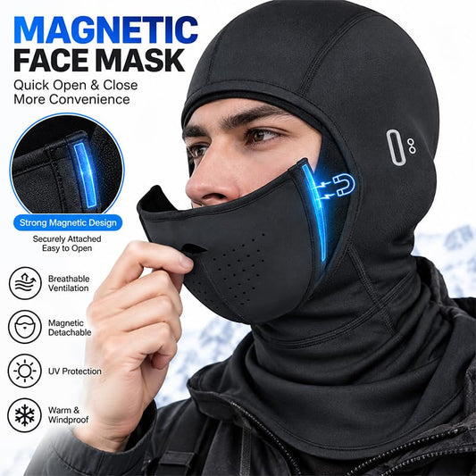 Magnetic Balaclava Ski Mask for Men/Women Windproof Face Cover Fleece Milk Silk Headgear for Snowboard Winter Motorcycle Openable