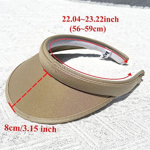 Cotton Visor Hat Women Men Clip-on Visors Hats Adjustable Outdoor Sports Golf Beach Wide Brim Sun Cap - color: Khaki