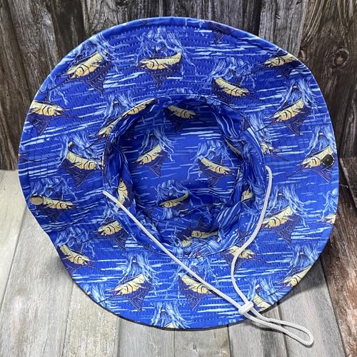 Funny Sun Hat for Men Women Wide Brim Bucket Hat Hiking Boonie Hat Summer Beach Fishing Caps - color: Marlin Fish