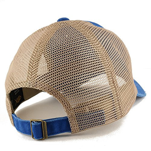 Trendy Apparel Shop Cherry Patch Pigment Dyed Mesh Back Frayed Bill Trucker Cap - color: Royal
