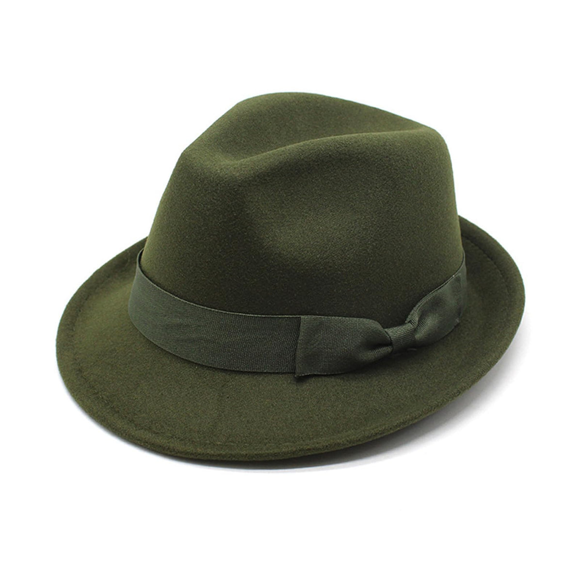 Fedora Hats for Men Women 1920s Short Brim Felt Trilby Hat - color: Wine Red