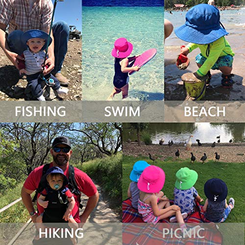 Baby Sun Hat Toddler Beach Swim Hats UPF 50+ Summer Bucket Hat Kids Infant Wide Brim Adjustable Sun Hat for Baby Boy Girls - color: Turquoise, size: 0-6 Months
