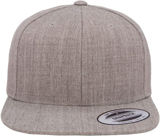 YP Classics 6089 Wool-Blended 6 Panel High Profile Flatbill Snapback Cap - color: Heather Grey