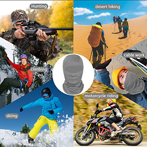 Achiou Ski Mask for Men and Women, Lightweight UV Balaclava Face Cover - color: Gray