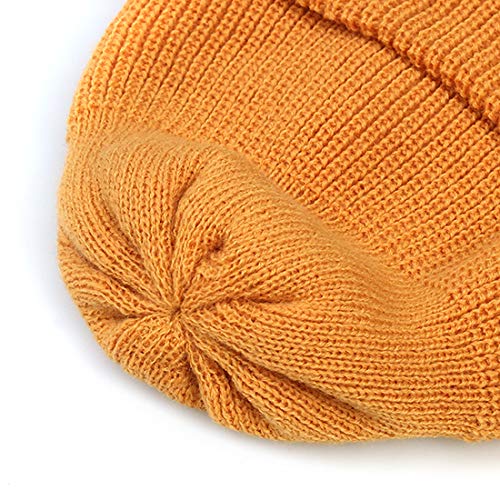 UNDERCONTROL Winter Trawler Fisherman Beanie Men Women Unisex Stylish Plain Docker Skull Hat Roll up Watch Cap Color Pack - color: Mustard