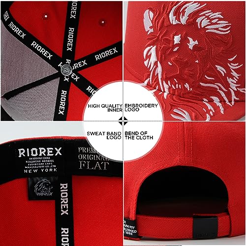 RIOREX Hip hop caps Fashion Animal Embroidery Baseball Cap for Men Adjustable Leather Belt Strapback Baseball Cap - color: Red