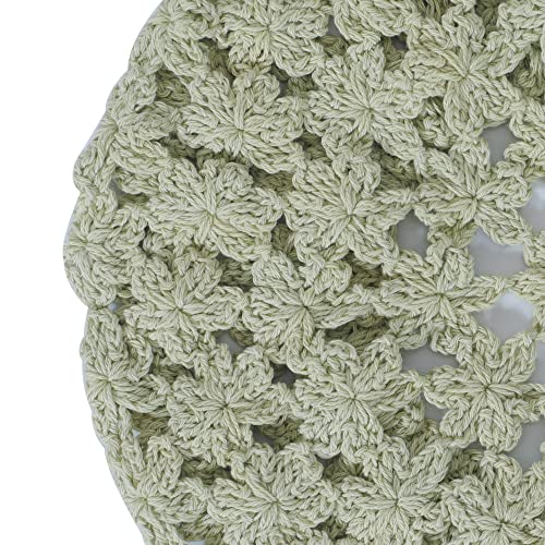 ZLYC Women Cotton Slouchy Crochet Beret Handmade Cutout Floral Beanie Hat - color: Solid Green