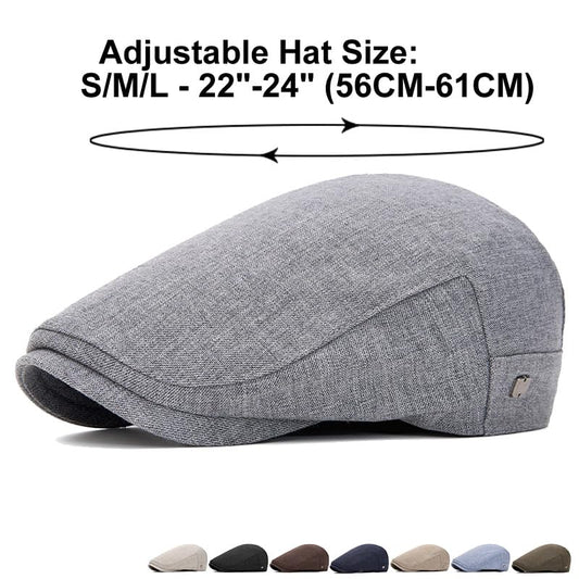 QHFHULV Newsboy Cap for Men Cotton Flat Gatsby Ivy Golf Cabbie Driving Hat - color: Daily Black