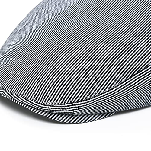 STARANCE Men Thin Cotton Gatsby Newsboy Cap - color: Black Stripe, size: 7 3/4