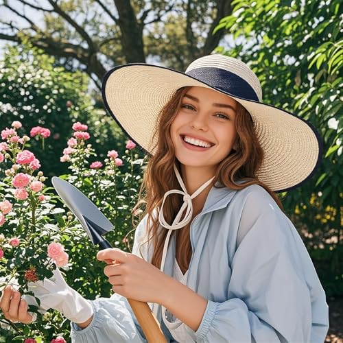 Barelove Sun Straw Hat Wide Brim Shape Hat with UPF 80+, Packable Foldable Floppy Summer Beach Hat for Women Men - color: Beige - Wide Wrap