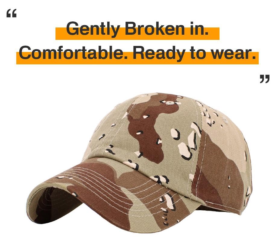 KBETHOS Classic Unisex Cotton Adjustable Low Crown Baseball Cap – Plain Dad Hat - color: Desert Camo