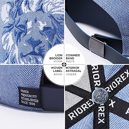 RIOREX Hip hop caps Fashion Animal Embroidery Baseball Cap for Men Adjustable Leather Belt Strapback Baseball Cap - color: Blue
