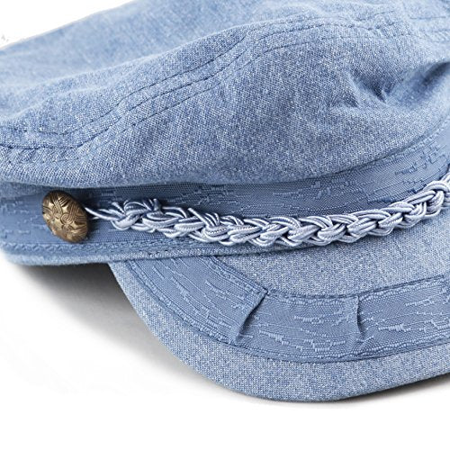 The Hat Depot Unisex Cotton Yachting Style Sailing Greek Fisherman Cap hat - color: Blue, size: Small-Medium