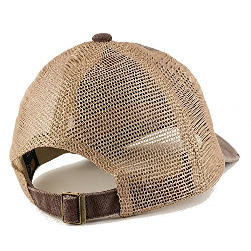 Trendy Apparel Shop Pigment Dyed Front Mesh Back Frayed Bill Trucker Cap - color: Brown