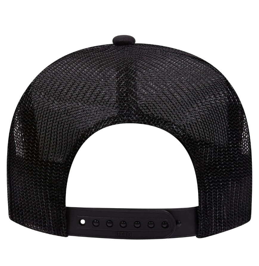 Otto Cap 5-Panel High Crown Mesh Back Trucker Hat - color: Black/Gold