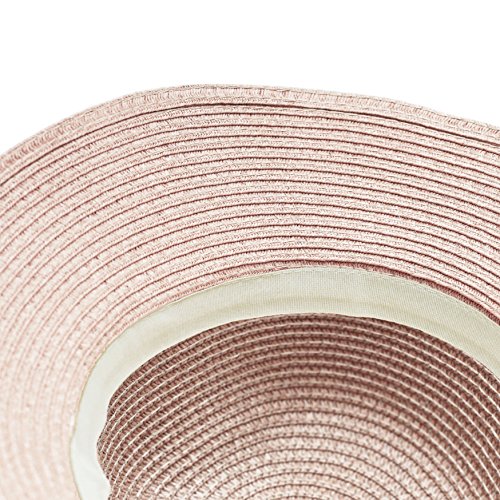 The Hat Depot Womens Floppy Summer Sun Beach Wide Brim Straw Hat - color: Fh2-light Pink