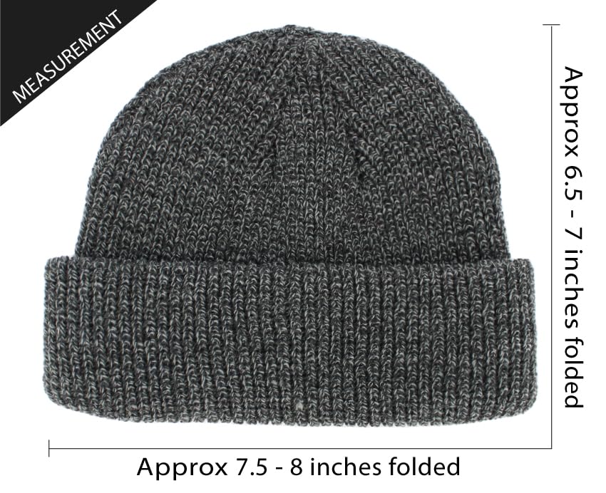 Fisherman Short Beanie Leon Roll up Trawler Classic Skullcap Hipster Beanie Warm Winter Hats Acrylic Ribbed Knit Cuff Daily - color: Dark Gray Mix Fisherman Beanie